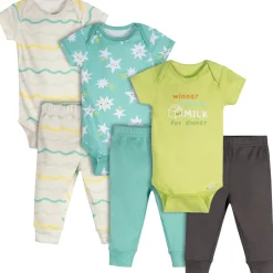 6-Piece Baby Neutral Milk Dinner Onesies® and Active Pant Set