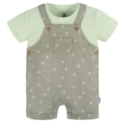 2-Piece Baby Neutral Palms Cotton Gauze Overall Romper and T-Shirt Set