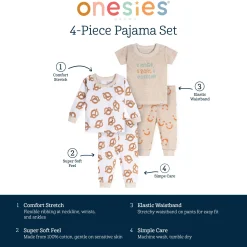 4-Piece Baby Neutral Pretzels Pajamas Sets