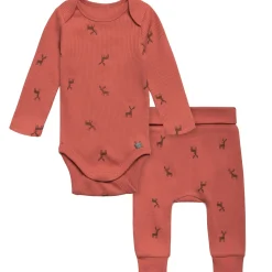 2-Piece Baby Neutral Red Moose Bodysuit and Pant Set