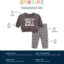 2-Piece Baby Neutral Sushi Roll Sweatshirt Set