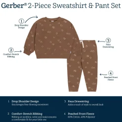 2-Piece Baby & Toddler Boys Brown Horseshoe Sweatshirt & Pant Set