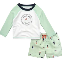 2-Piece Baby & Toddler Boys UPF 50+ Lighthouse Rash Guard & Swim Trunks Set