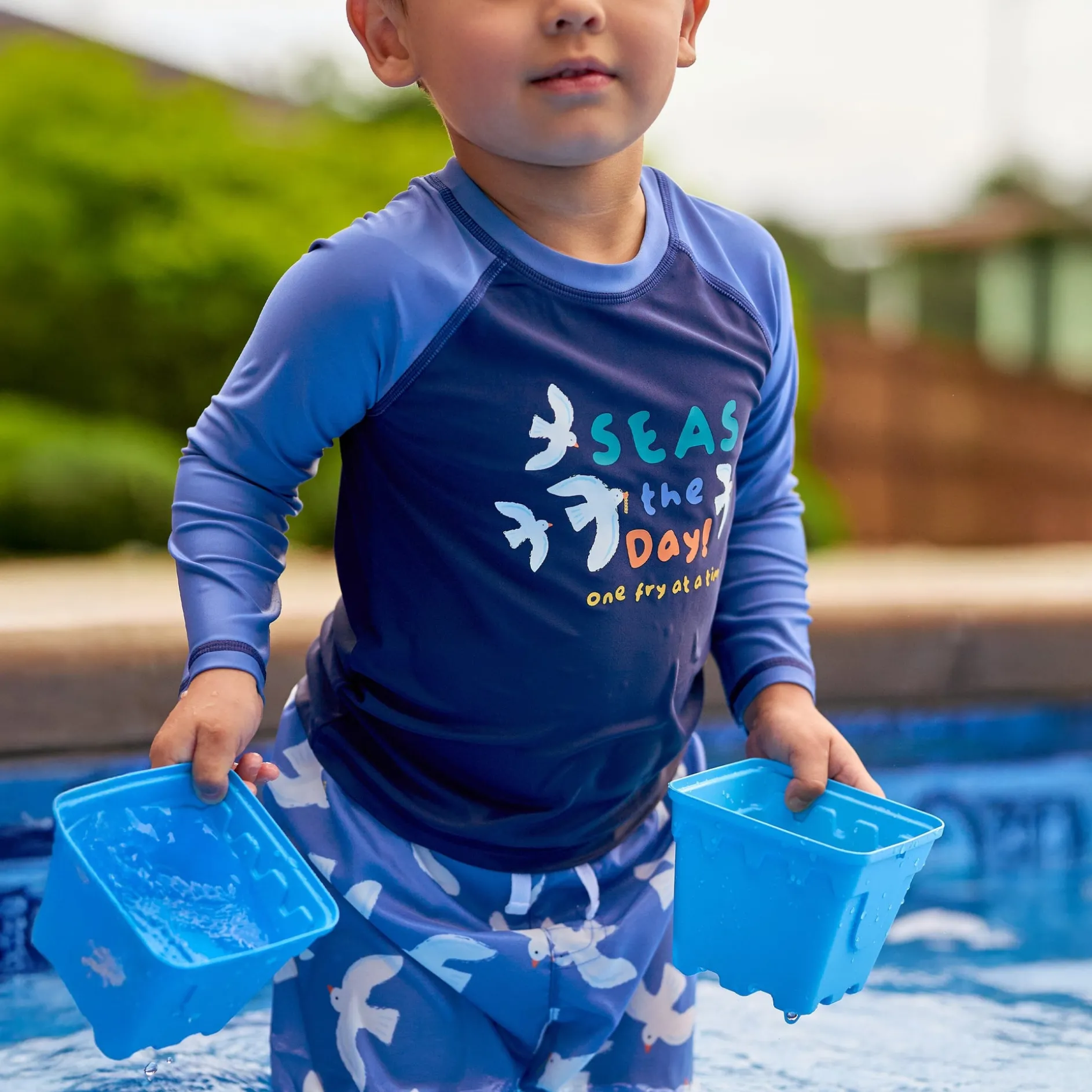 2-Piece Baby & Toddler Boys UPF 50+ Seagulls Rash Guard & Swim Trunks Set