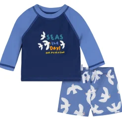 2-Piece Baby & Toddler Boys UPF 50+ Seagulls Rash Guard & Swim Trunks Set