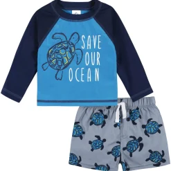 2-Piece Baby & Toddler Boys UPF 50+ Sea Friends Rash Guard & Swim Trunks Set