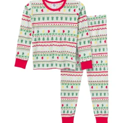 2-Piece Big Kids Neutral Oh What Fun Fair Isle Hacci Snug Fit Pajama Set