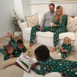 2-Piece Big Kids Neutral Ornaments Hacci Snug Fit Pajama Set