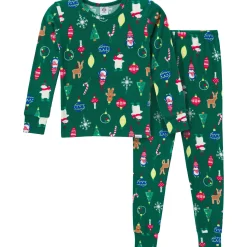 2-Piece Big Kids Neutral Ornaments Hacci Snug Fit Pajama Set