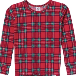 2-Piece Big Kids Neutral Stewart Plaid Hacci Snug Fit Pajama Set