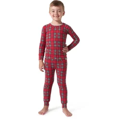 2-Piece Big Kids Neutral Stewart Plaid Hacci Snug Fit Pajama Set