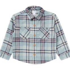 2-Piece Boys Blue Plaid Shirt and Pant Set