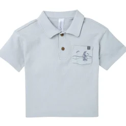2-Piece Boys Blue Sailboat Polo Shirt and Shorts Set
