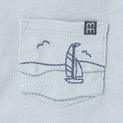 2-Piece Boys Blue Sailboat Polo Shirt and Shorts Set