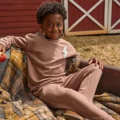 2-Piece Boys Lightning Brown Sweatshirt and Jogger Set
