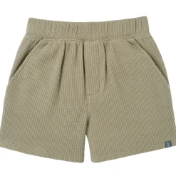 2-Piece Boys Muted Olive Johnny Collar Shirt and Shorts Set