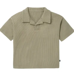 2-Piece Boys Muted Olive Johnny Collar Shirt and Shorts Set