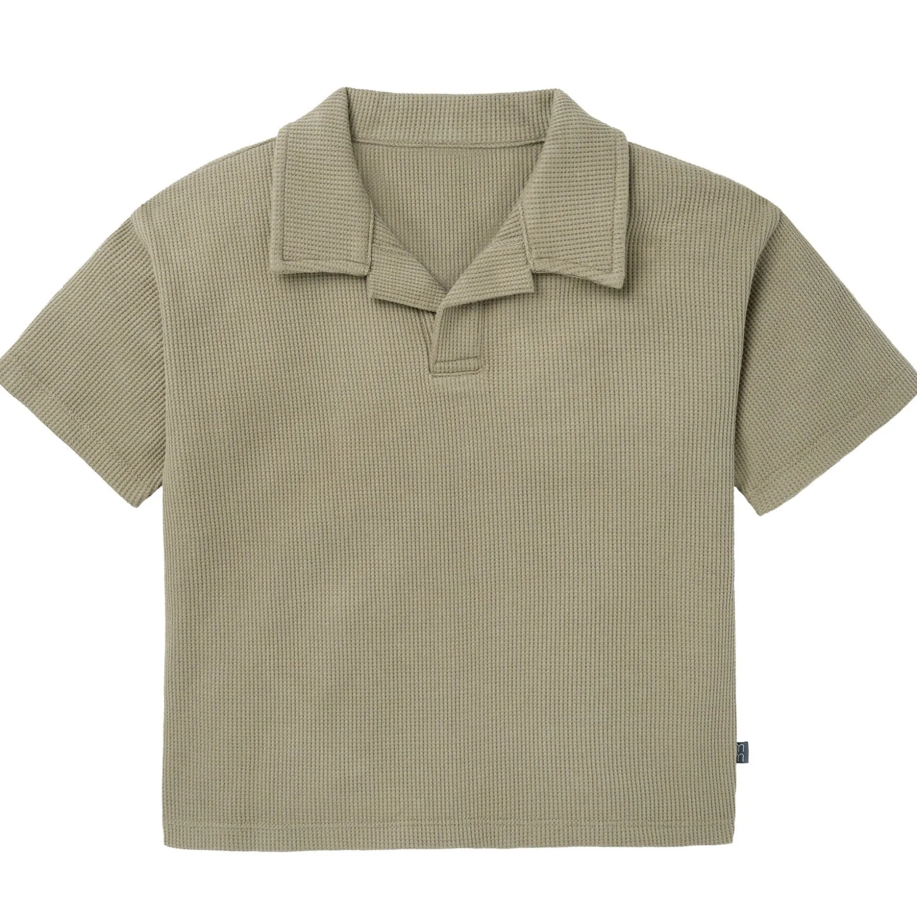 2-Piece Boys Muted Olive Johnny Collar Shirt and Shorts Set