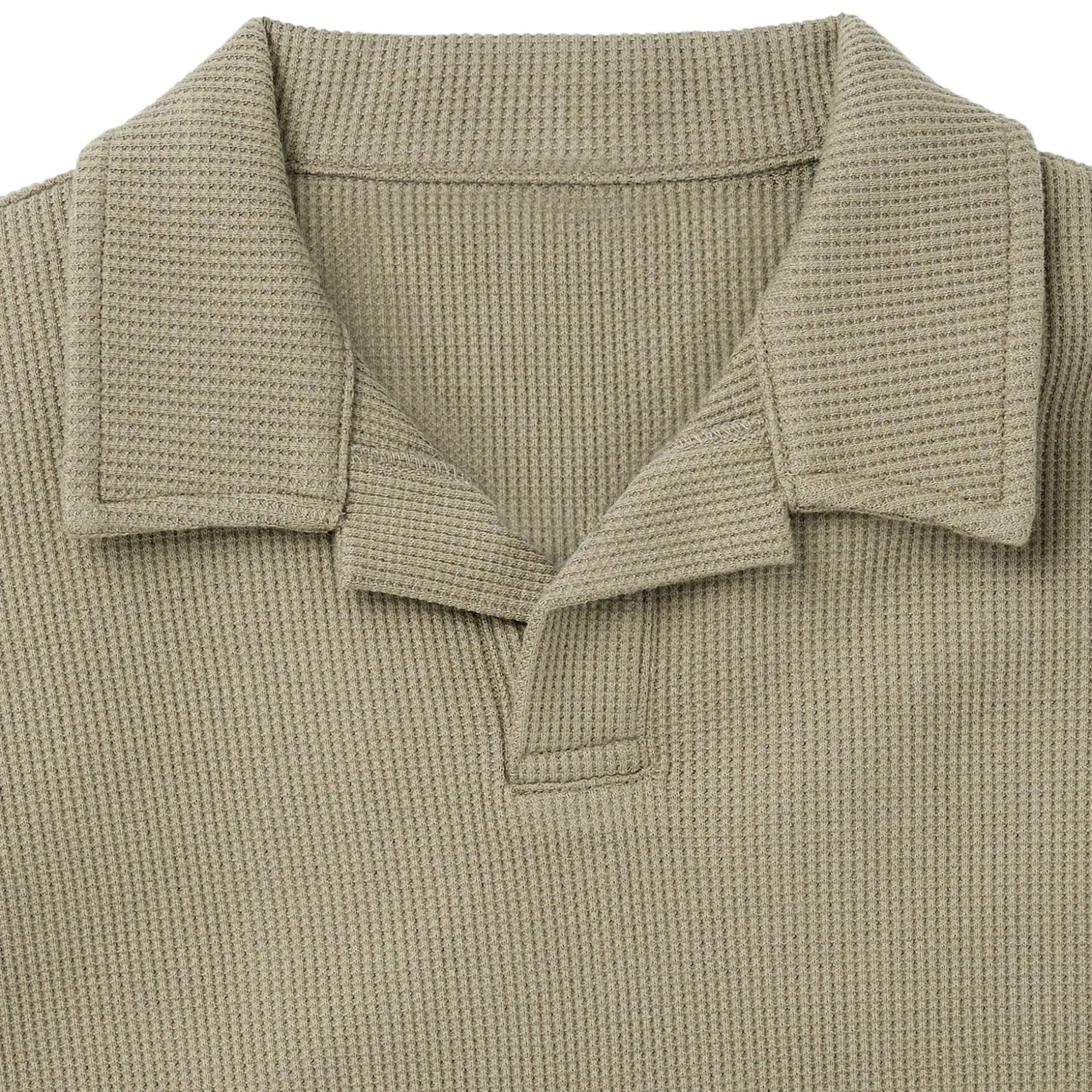 2-Piece Boys Muted Olive Johnny Collar Shirt and Shorts Set