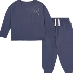 2-Piece Boys Navy Paintbrush Long Sleeve T-Shirt and Jogger Set
