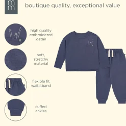 2-Piece Boys Navy Paintbrush Long Sleeve T-Shirt and Jogger Set