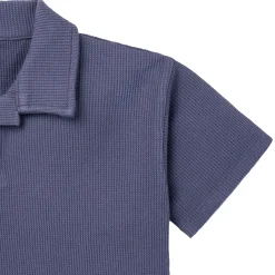 2-Piece Boys Odyssey Gray Johnny Collar Shirt and Shorts Set