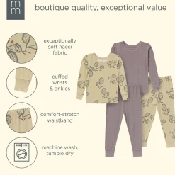 4-Piece Boys Olive Grey Bicycle Viscose Snug Fit Pajama Set