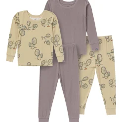 4-Piece Boys Olive Grey Bicycle Viscose Snug Fit Pajama Set