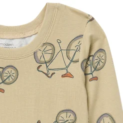 4-Piece Boys Olive Grey Bicycle Viscose Snug Fit Pajama Set
