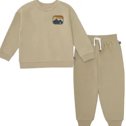 2-Piece Boys Olive Mountain Sweatshirt and Jogger Set