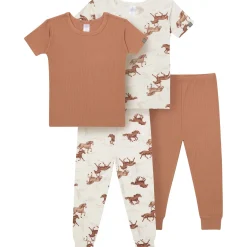 4-Piece Boys Wild Horses Viscose Snug Fit Pajama Set