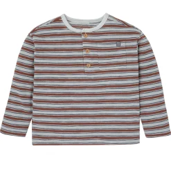 2-Piece Boys Wrought Iron Stripe Henley Top and Pant Set