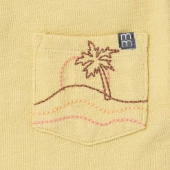 2-Piece Boys Yellow Palm Tree Polo Shirt and Shorts Set