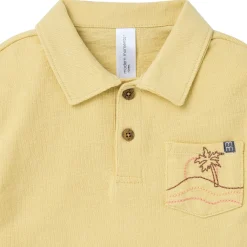 2-Piece Boys Yellow Palm Tree Polo Shirt and Shorts Set