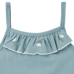 4-Piece Girls Blue Floral Tank Tops & Shorts Set