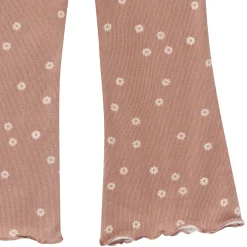 2-Piece Girls Brown Daisies Ruffle Collar Top and Flare Pant Set
