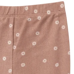 2-Piece Girls Brown Daisies Ruffle Collar Top and Flare Pant Set