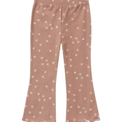 2-Piece Girls Brown Daisies Ruffle Collar Top and Flare Pant Set