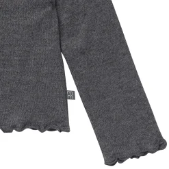 2-Piece Girls Dark Grey Ruffle Collar Top and Flare Pant Set