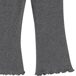 2-Piece Girls Dark Grey Ruffle Collar Top and Flare Pant Set