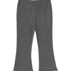 2-Piece Girls Dark Grey Ruffle Collar Top and Flare Pant Set