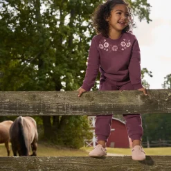 2-Piece Girls Floral Embroidery Sweatshirt and Jogger Set