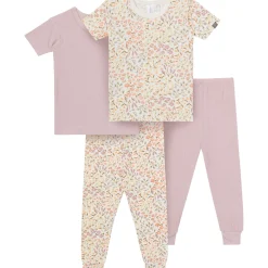 4-Piece Girls Floral Garden Viscose Snug Fit Pajama Set