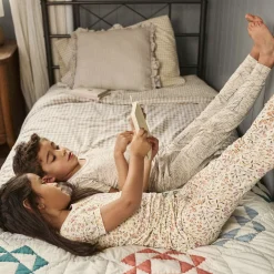 4-Piece Girls Floral Garden Viscose Snug Fit Pajama Set