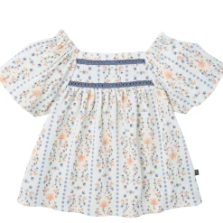 2-Piece Girls Floral Stripe Top and Shorts Set