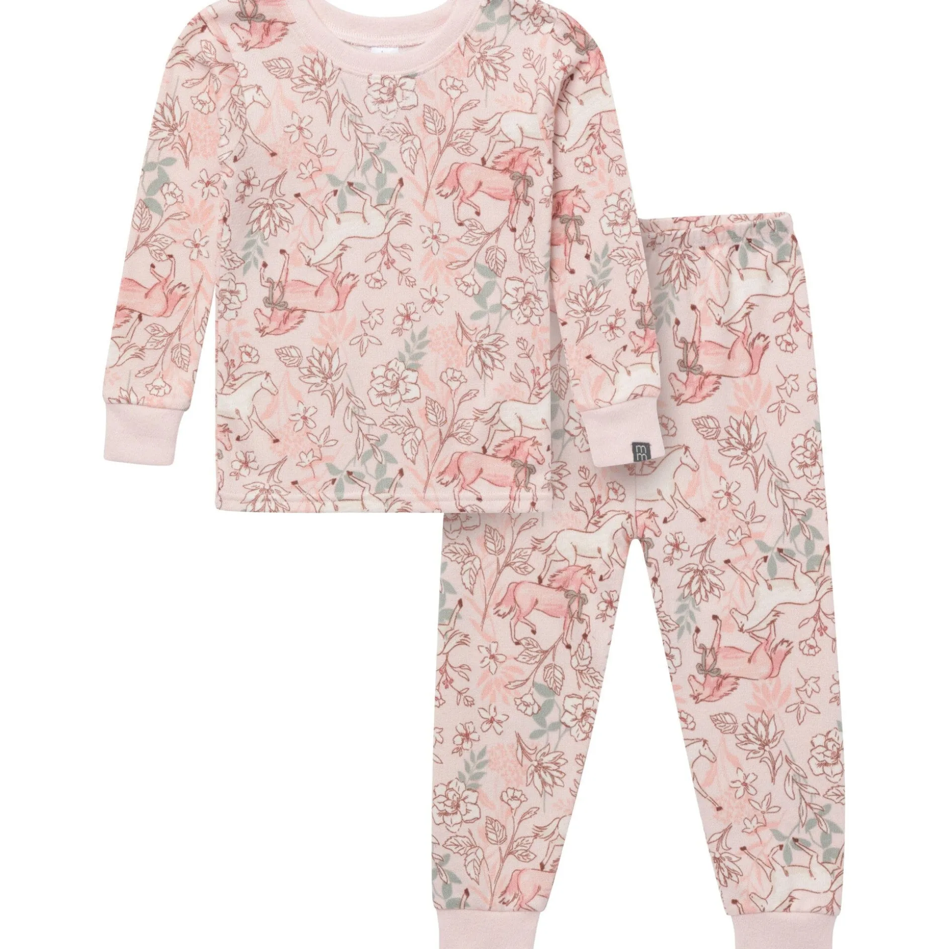 2-Piece Girls Horses Snug Fit Pajama Set