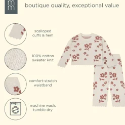 2-Piece Girls Nutmeg Flowers Sweater Top and Pant Set