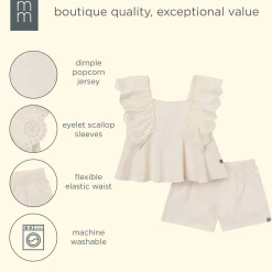 2-Piece Girls Off White Eyelet Top and Shorts Set