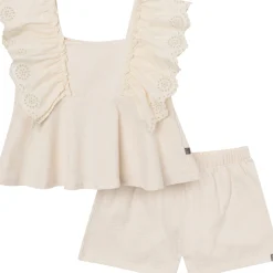 2-Piece Girls Off White Eyelet Top and Shorts Set