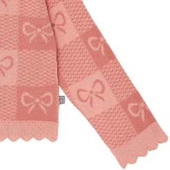 2-Piece Girls Pink Bows Check Sweater Top and Pant Set